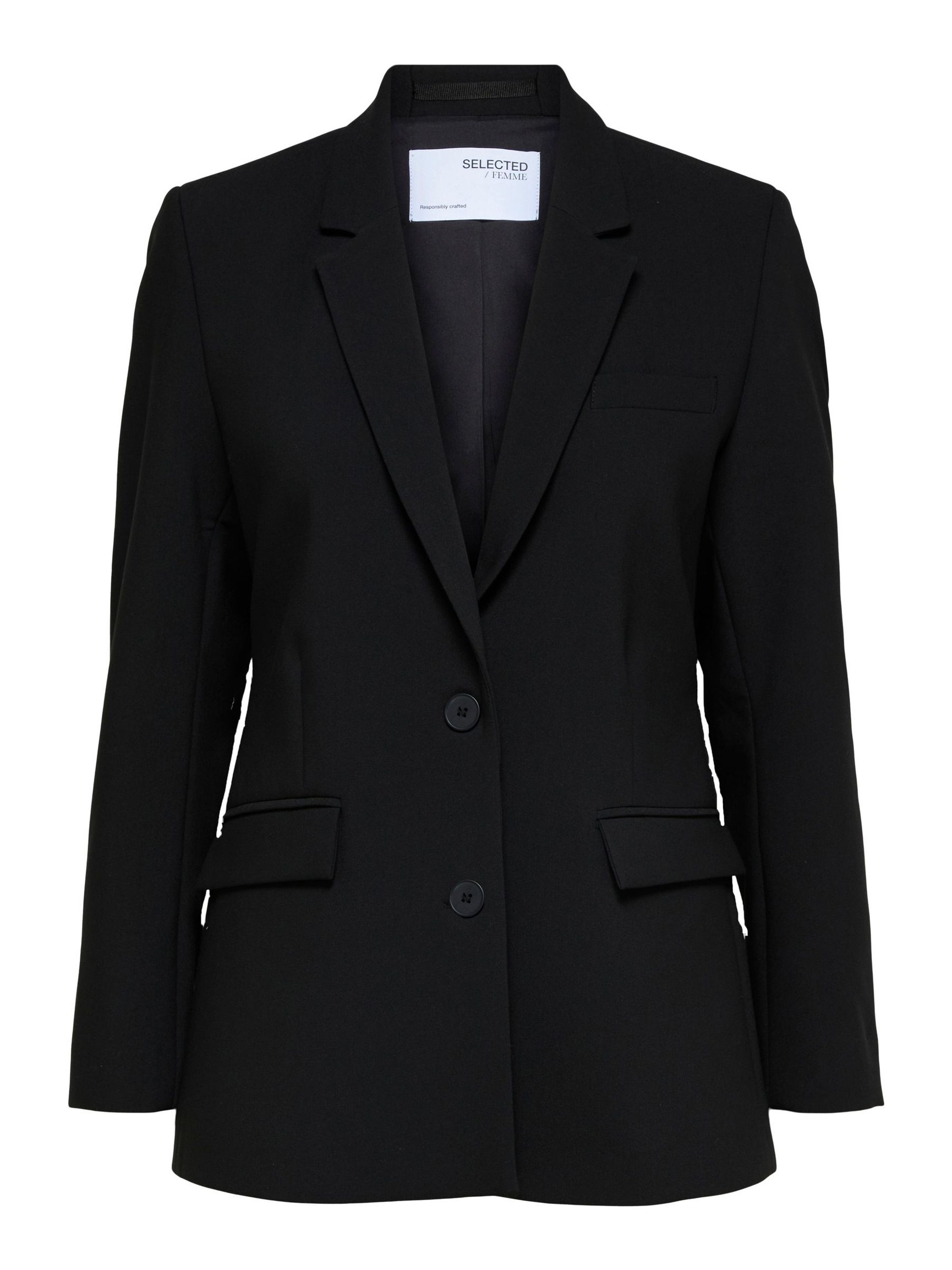 KLASSISCHER EINREIHIGER BLAZER, Black, highres
