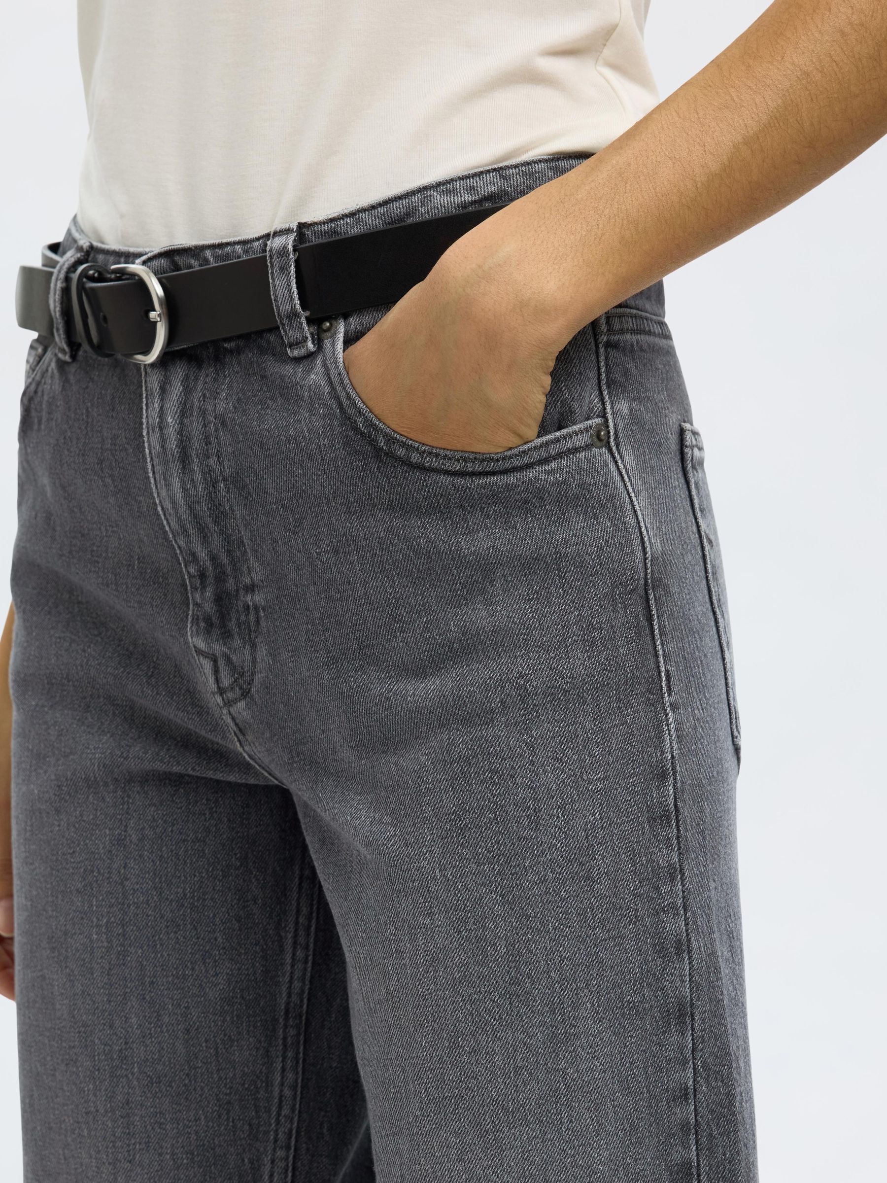 MID WAIST STRAIGHT FIT JEANS, Medium Grey Denim, highres