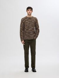 STRUCTURED WOOL BLEND PULLOVER, Chocolate Torte, highres
