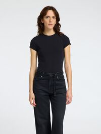 COUPE SLIM T-SHIRT RAS DU COU, Black, highres
