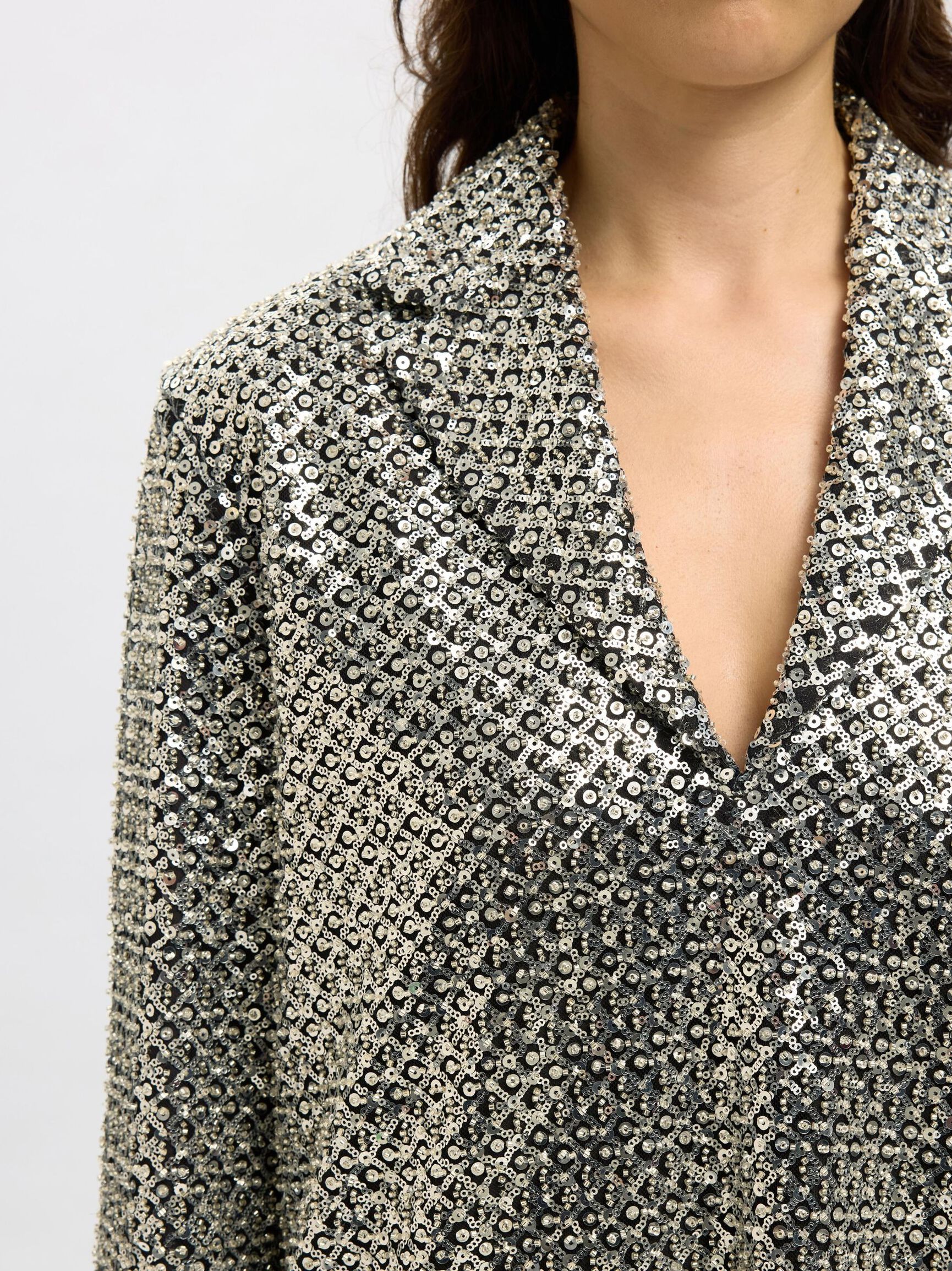 SEQUIN MINI DRESS, Silver, highres