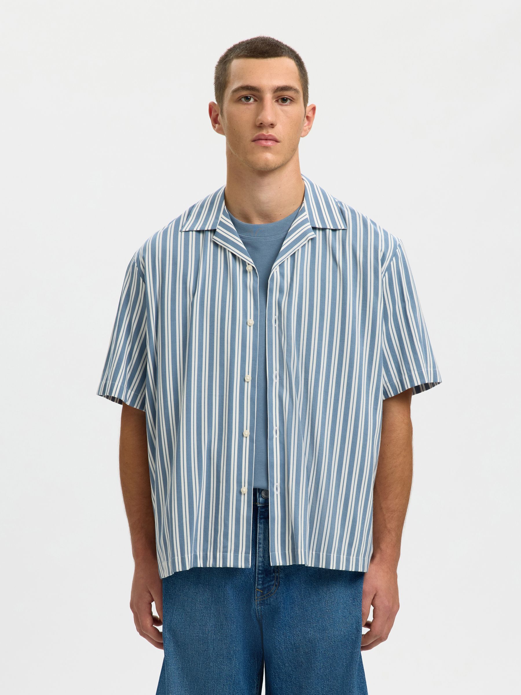 PRINTED SHORT SLEEVED SHIRT, Blue Mirage, highres