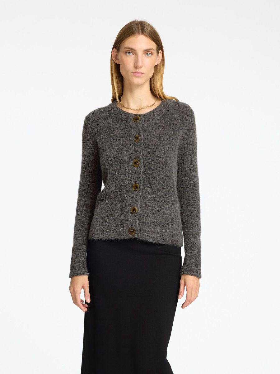 Selected WOOL BLEND KNITTED CARDIGAN, Medium Grey Melange, highres - 16094281_MediumGreyMelange_003.jpg