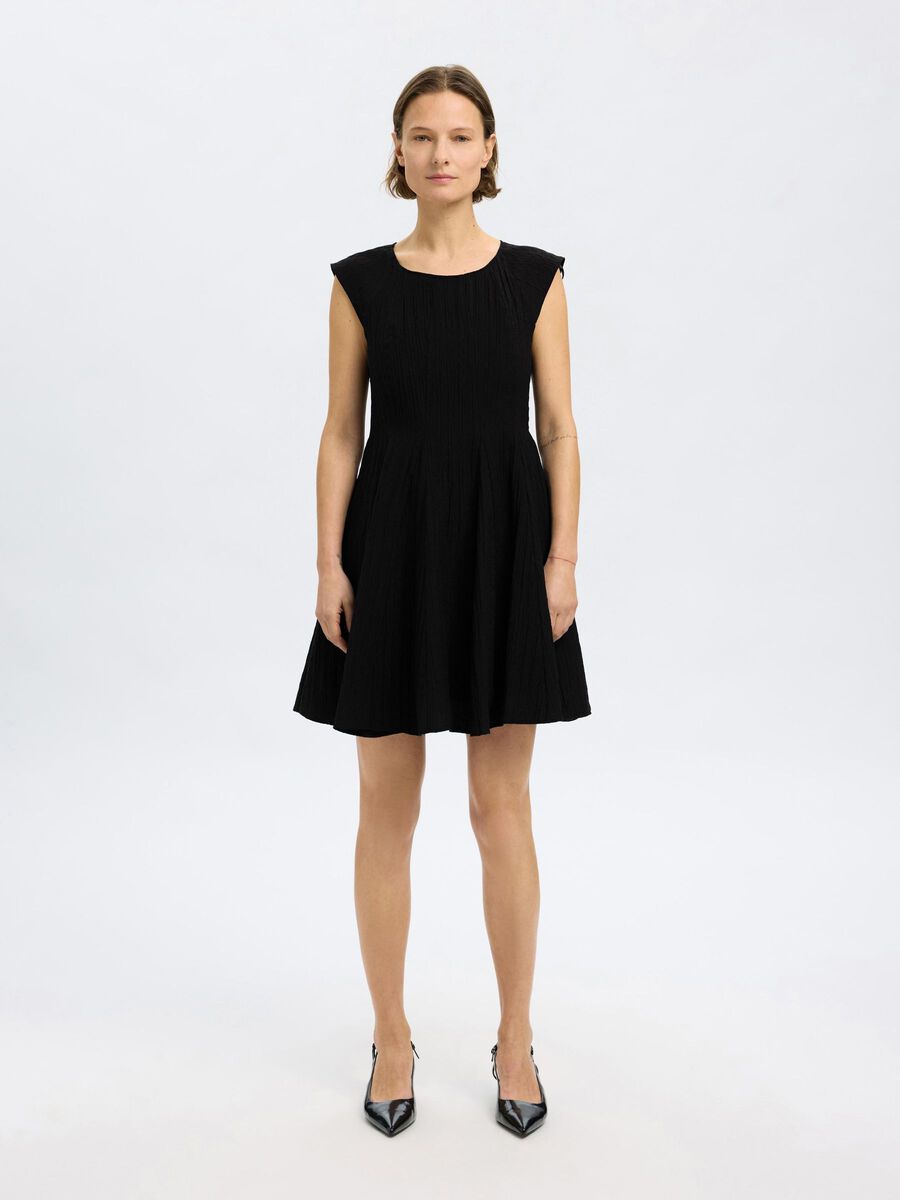 Selected CAP SLEEVE MINI DRESS, Black, highres - 16098098_Black_003.jpg