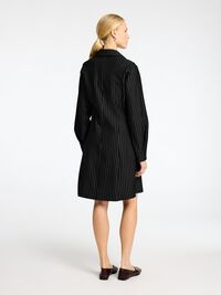 PINSTRIPE VISCOSE BLEND MINI DRESS, Black, highres