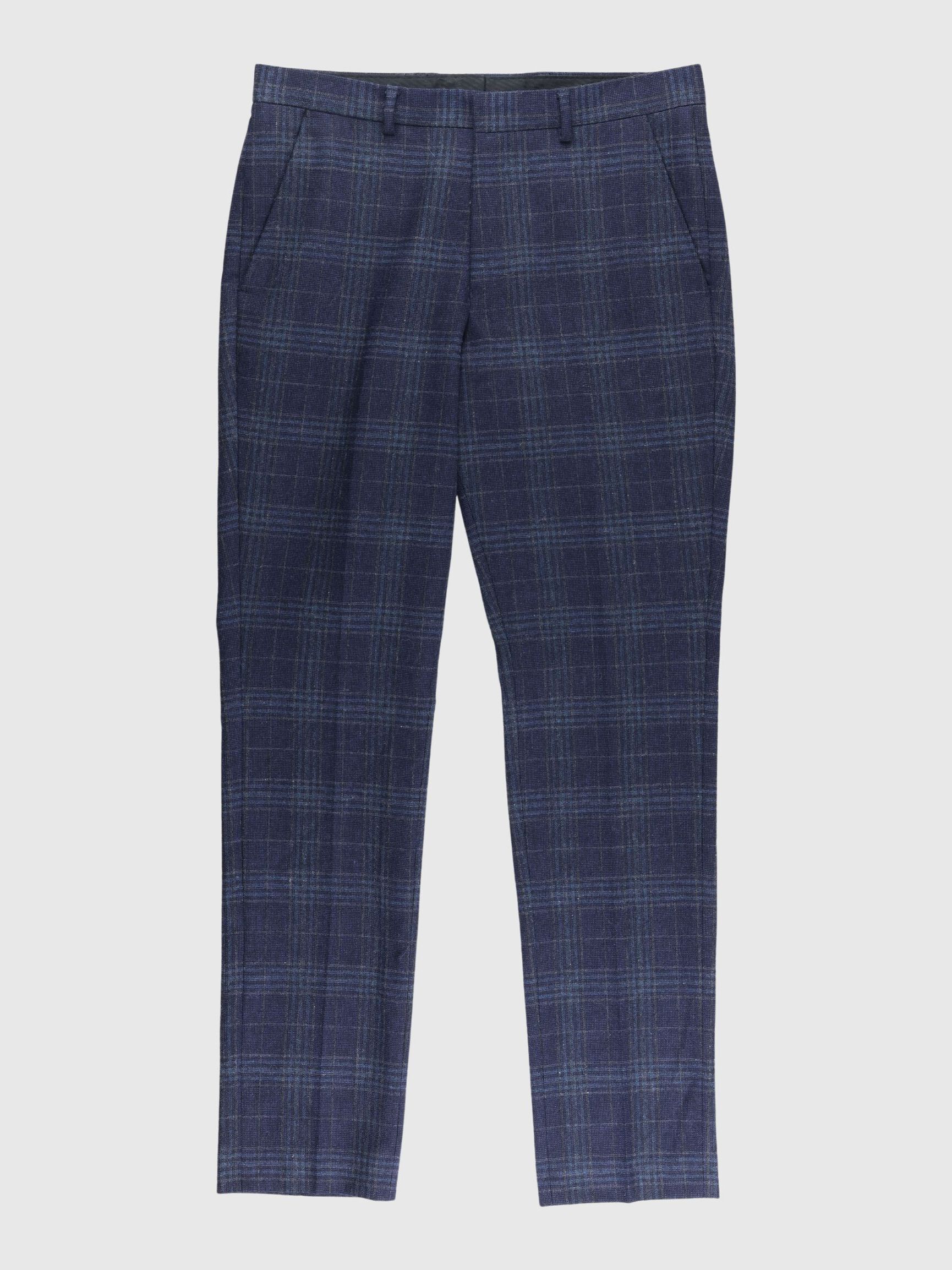 SLIM FIT CHECKED - SUIT TROUSERS, Navy Blue, highres