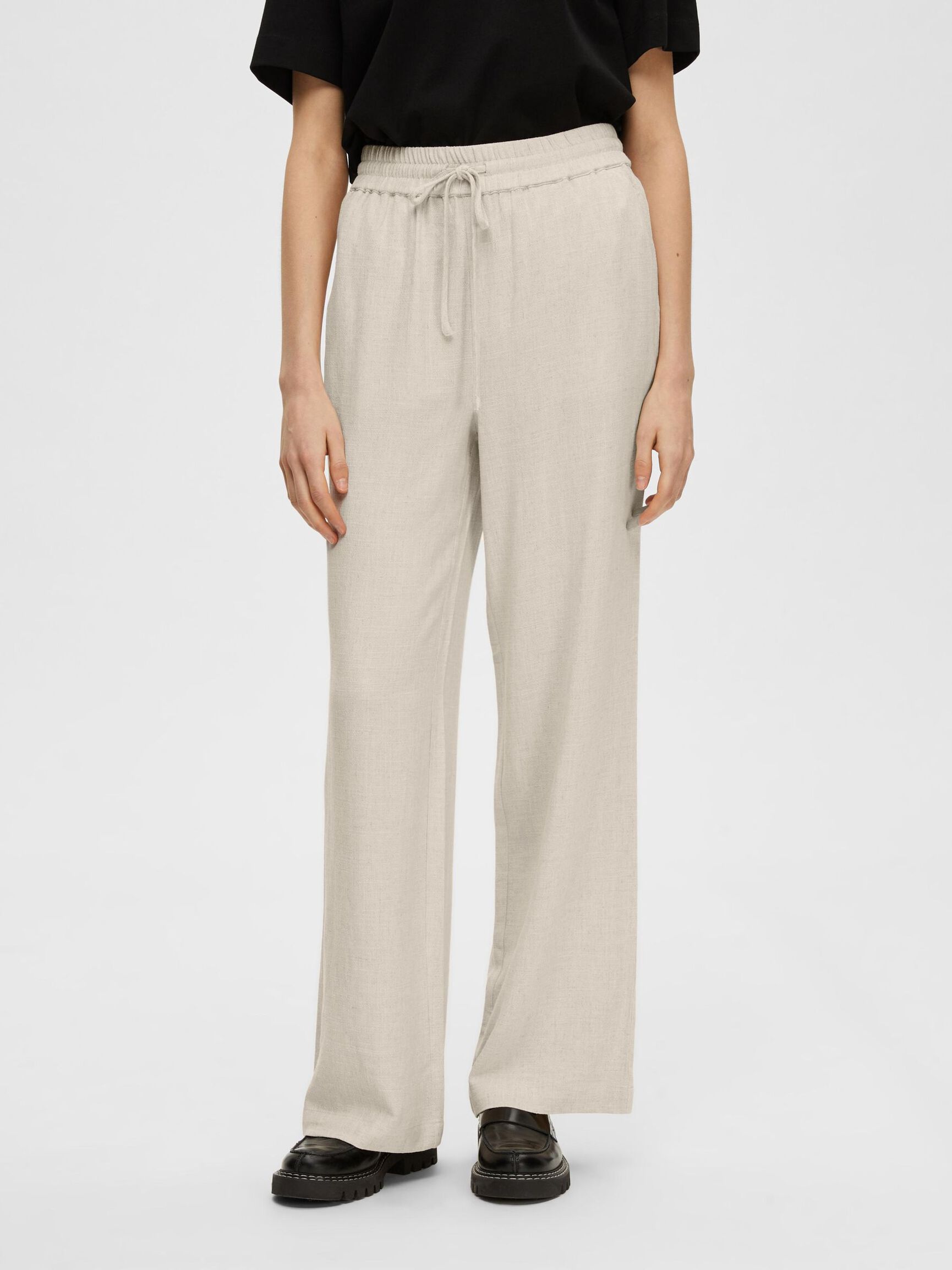 VISCOSE BLEND TROUSERS, Sandshell, highres