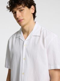 LIN MÉLANGÉ CHEMISE À MANCHES COURTES, White, highres