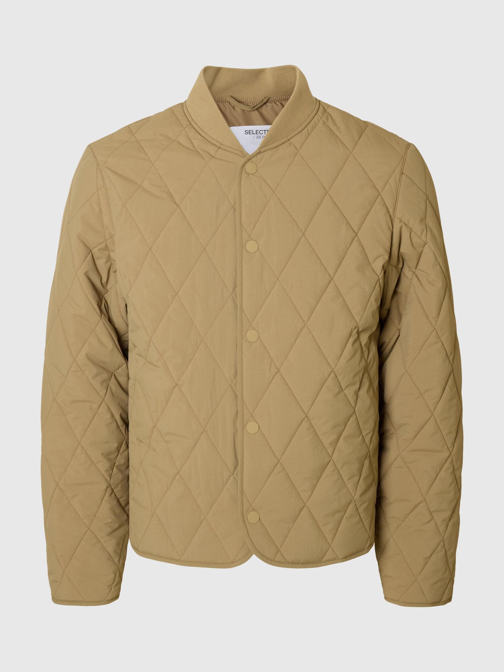 QUILTED PADDED JACKET, Greige, highres
