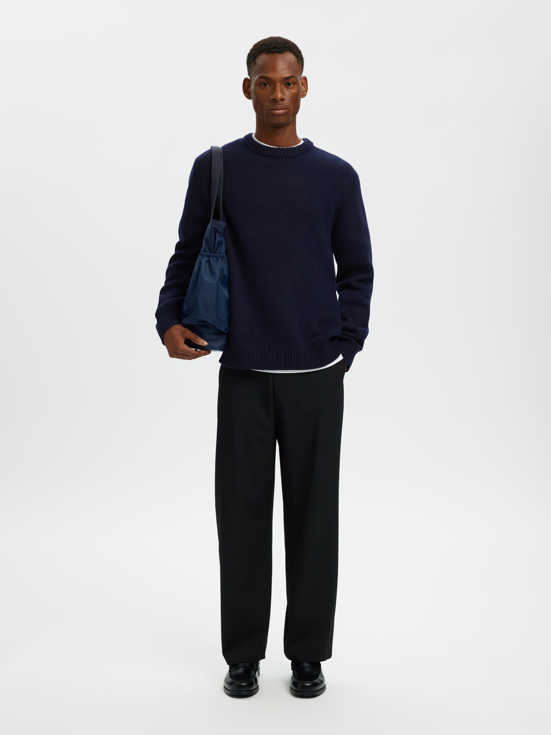 WOOL BLEND RELAXED FIT JUMPER, Sky Captain, highres