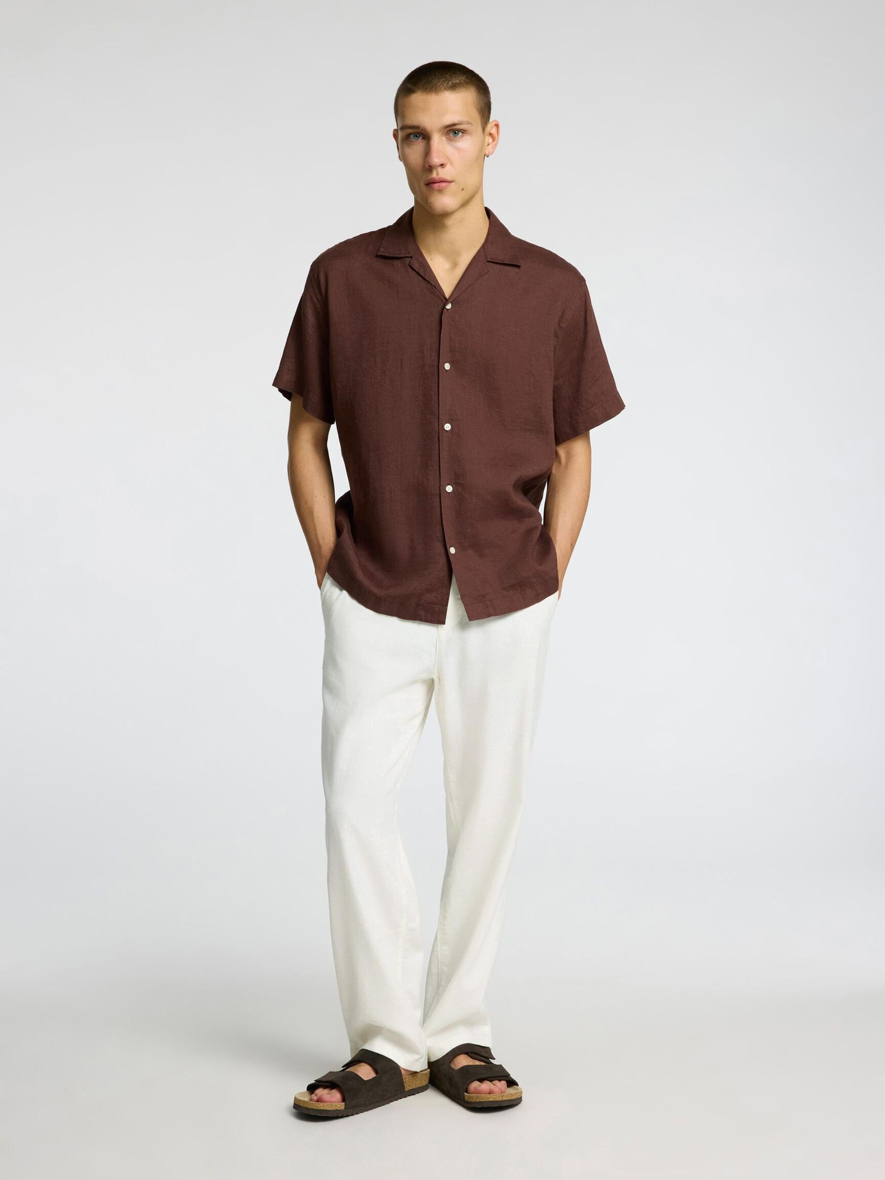 220 LOOSE FIT BUKSE I LINBLANDING, Cloud Dancer, highres