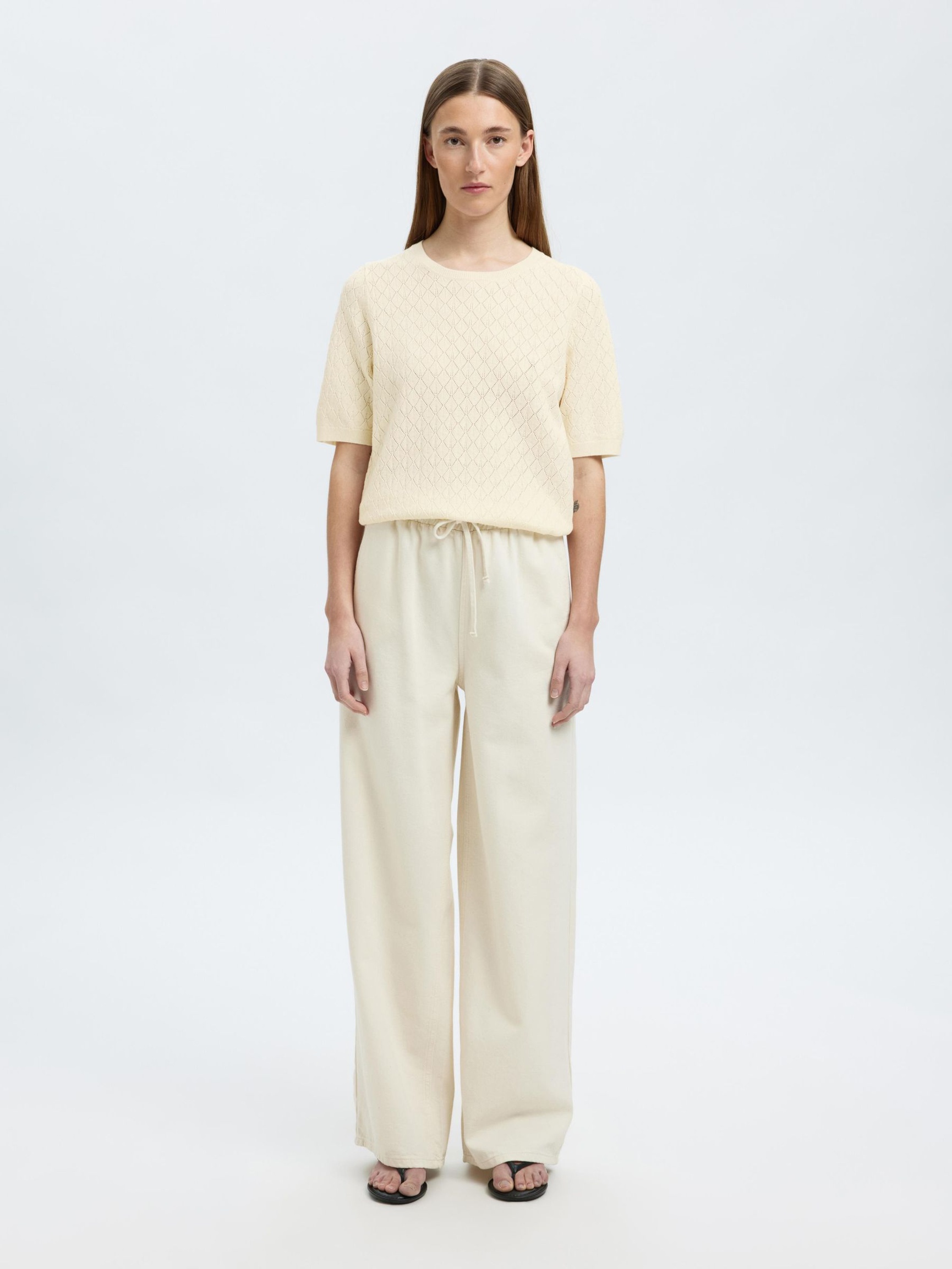 VISCOSE BLEND KNITTED TOP, Birch, highres