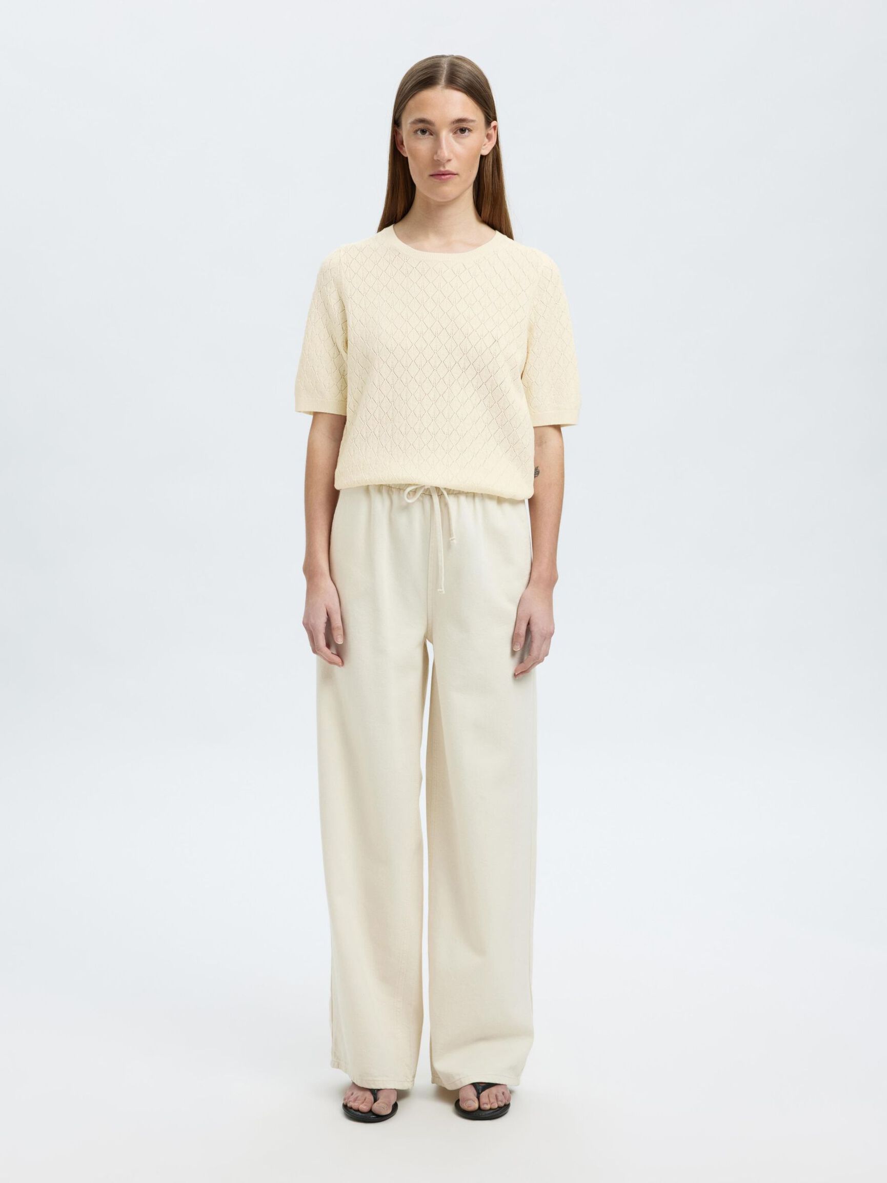 VISCOSE BLEND KNITTED TOP, Birch, highres