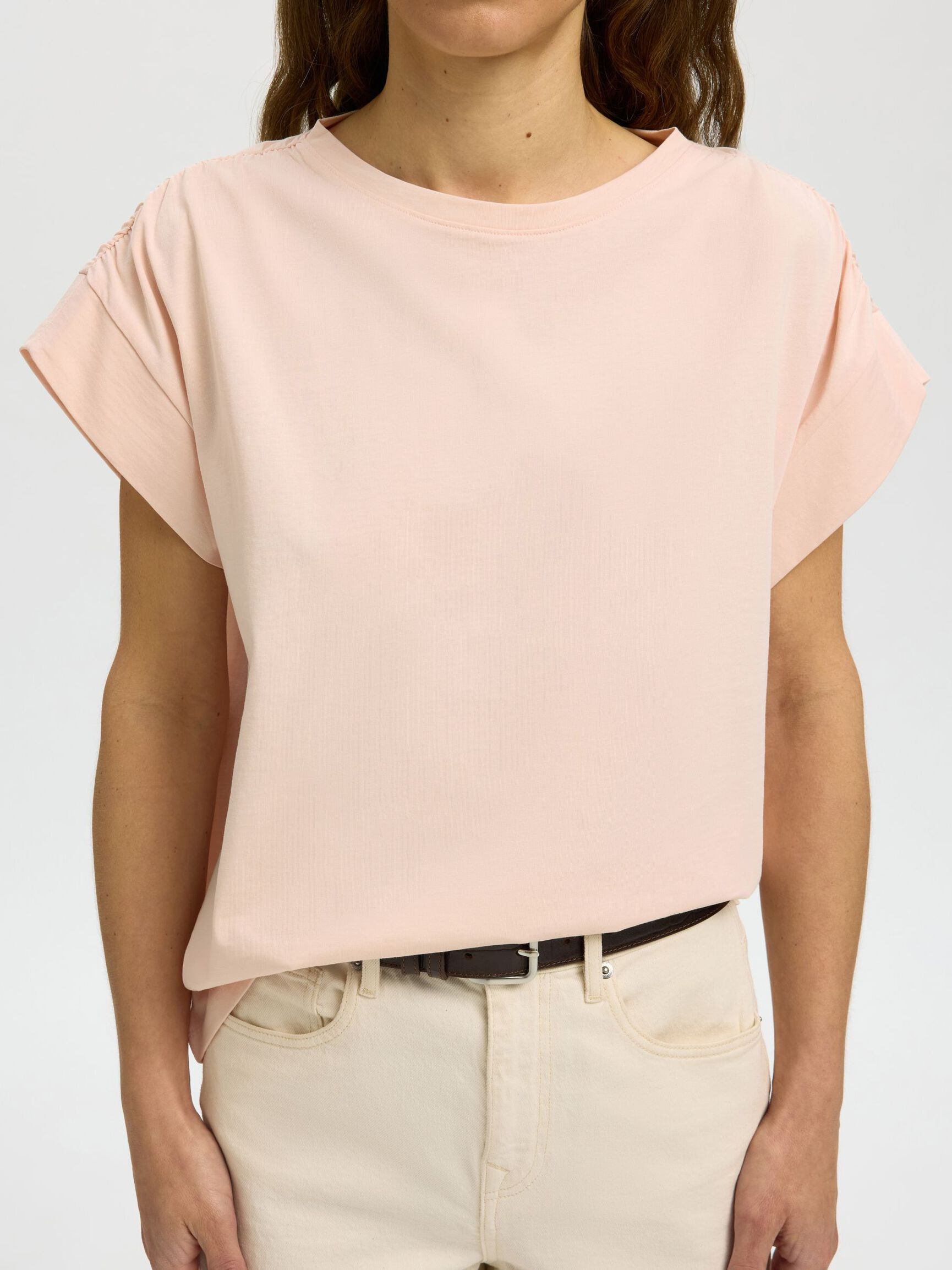 COTTON SHORT SLEEVED TOP, Pale Dogwood, highres