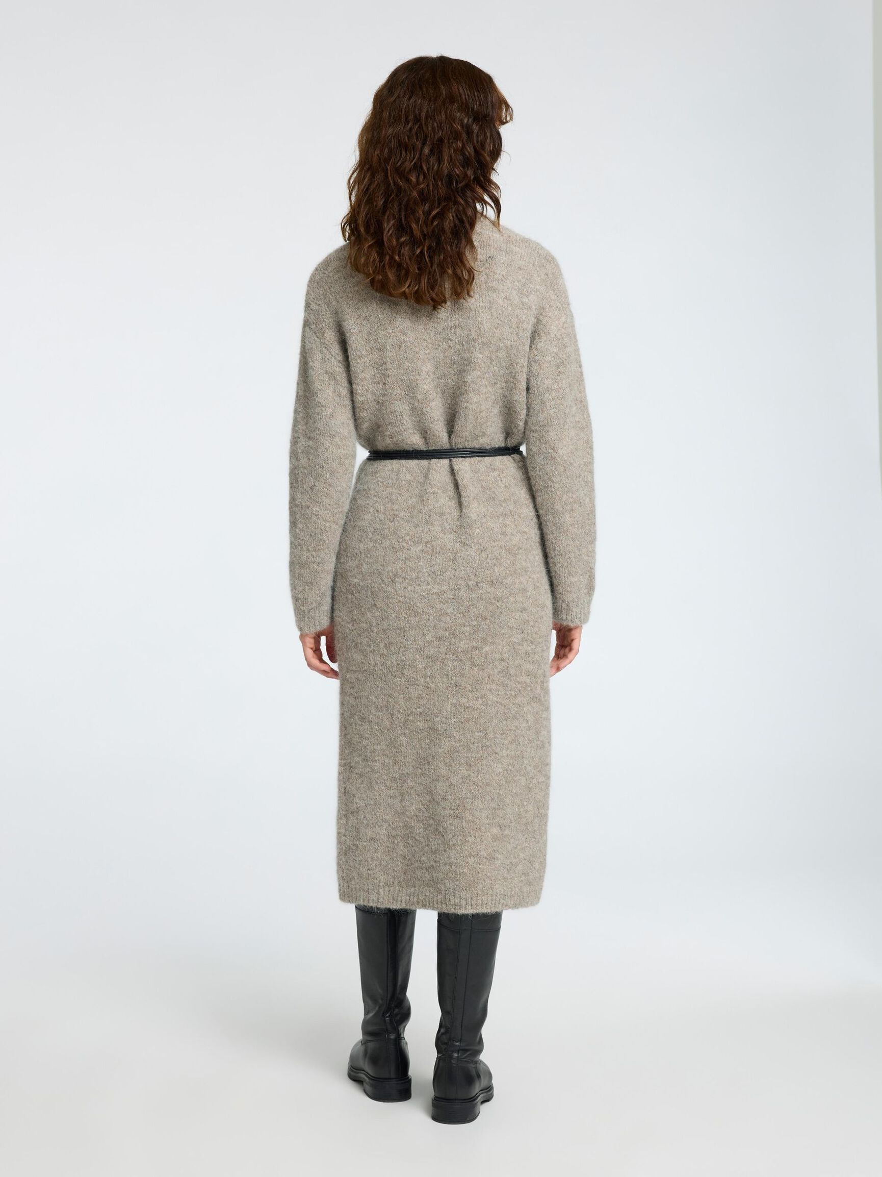 WOOL BLEND MAXI DRESS, Steel Gray, highres
