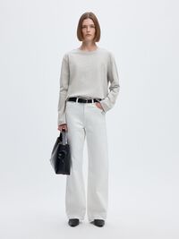 LÅNGÄRMAD BOXY T-SHIRT, Light Grey Melange, highres
