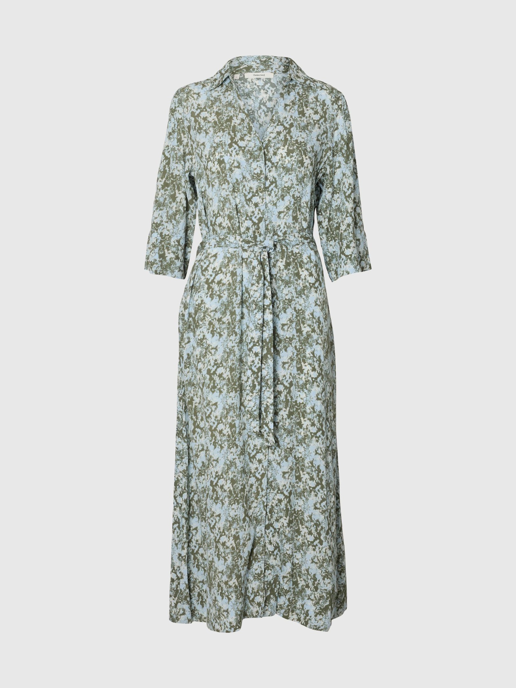 VISCOSE ROBE LONGUE, Deep Lichen Green, highres