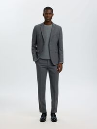WOOL BLEND  SUIT TROUSERS, Dark Grey, highres