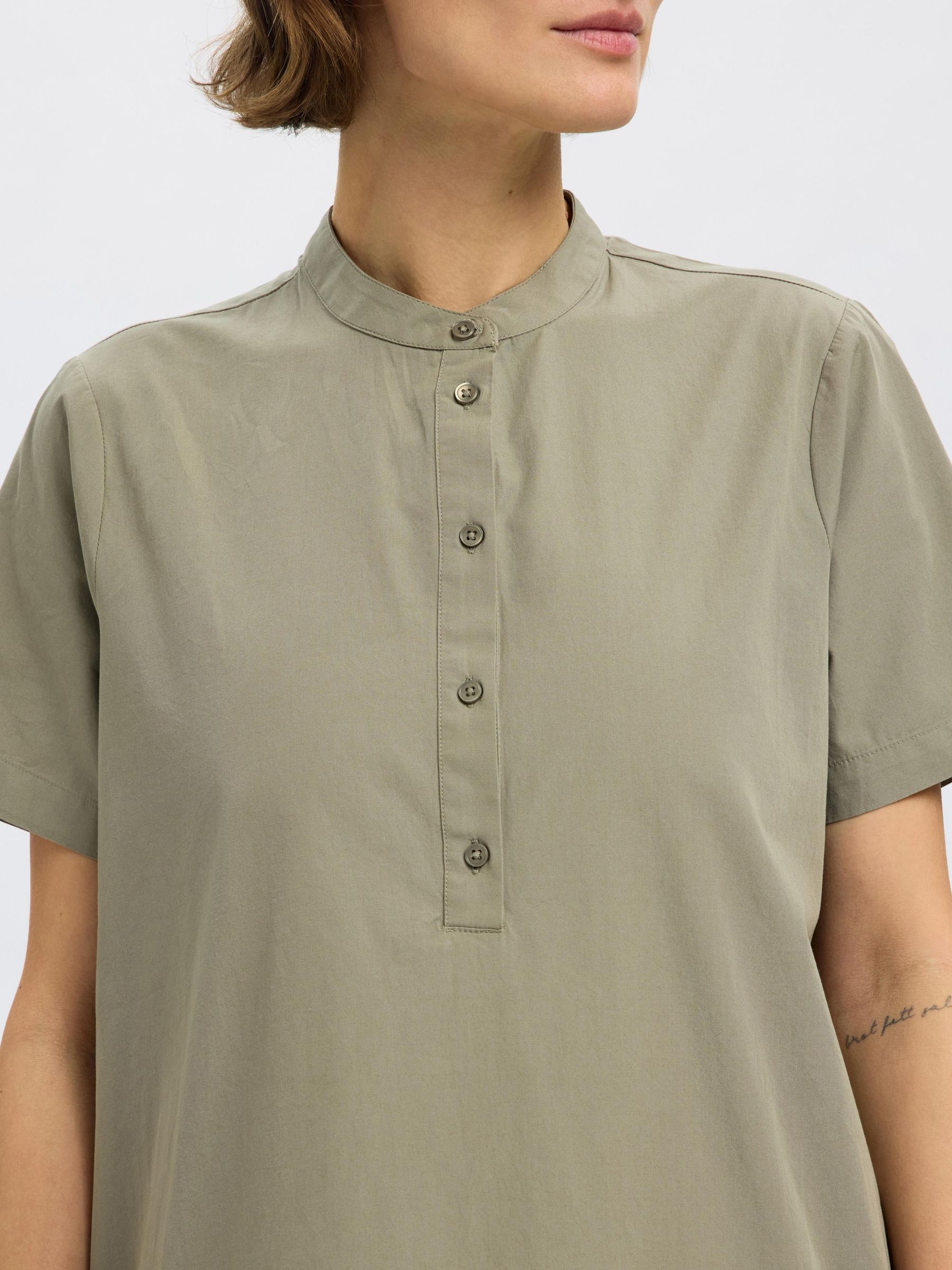 COTTON MINI DRESS, Vetiver, highres