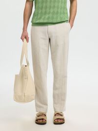 196 STRAIGHT FIT LINEN-BLEND TROUSERS, Pure Cashmere, highres
