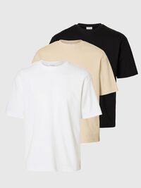 3ER-PACK LOOSE FIT T-SHIRT, Oatmeal, highres
