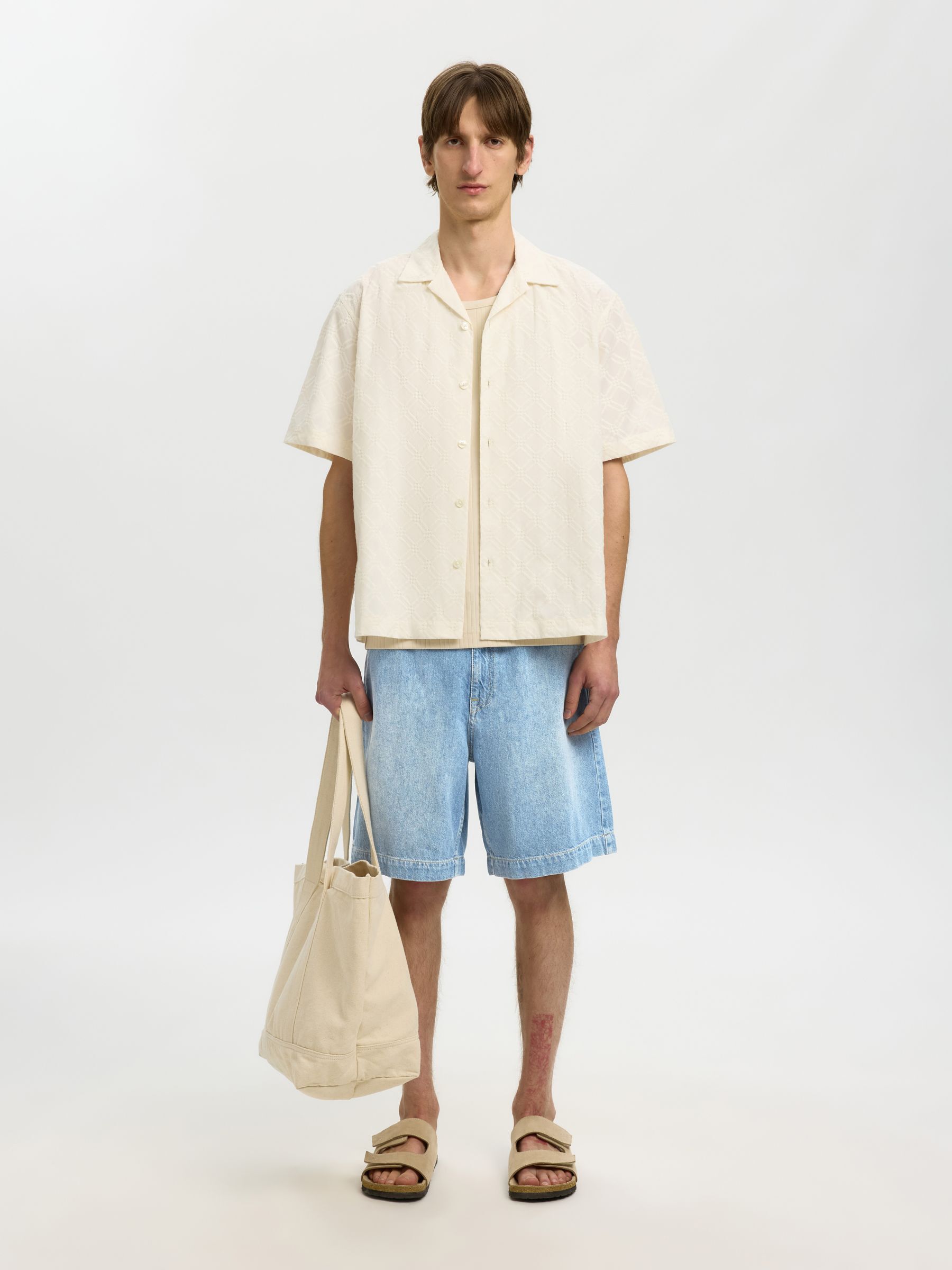 LOOSE FIT DENIM SHORTS, Light Blue Denim, highres