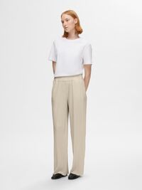 HIGH WAISTED PLISSE TROUSERS, Sandshell, highres