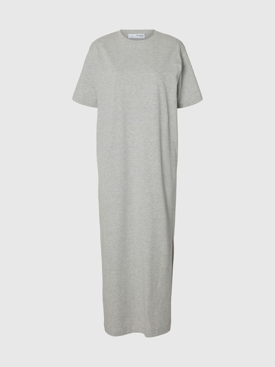 Selected MAXI SHORT SLEEVED DRESS, Light Grey Melange, highres - 16096501_LightGreyMelange_001.jpg