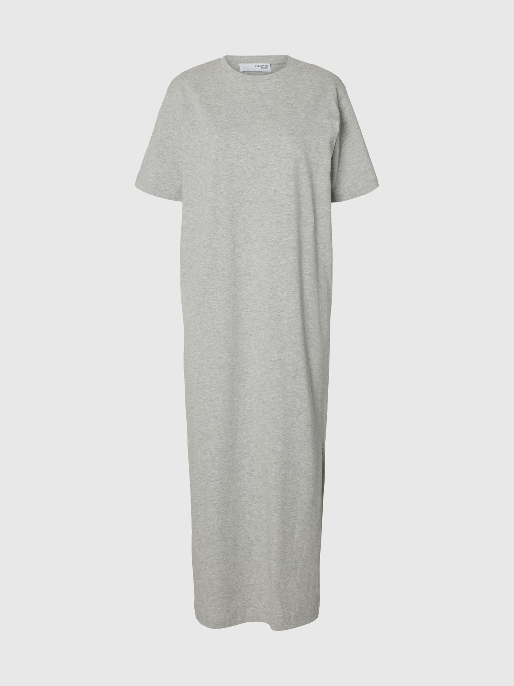 MAXI KORTÆRMET KJOLE, Light Grey Melange, highres