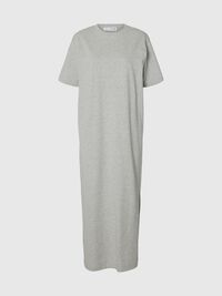 MAXI KORTÆRMET KJOLE, Light Grey Melange, highres