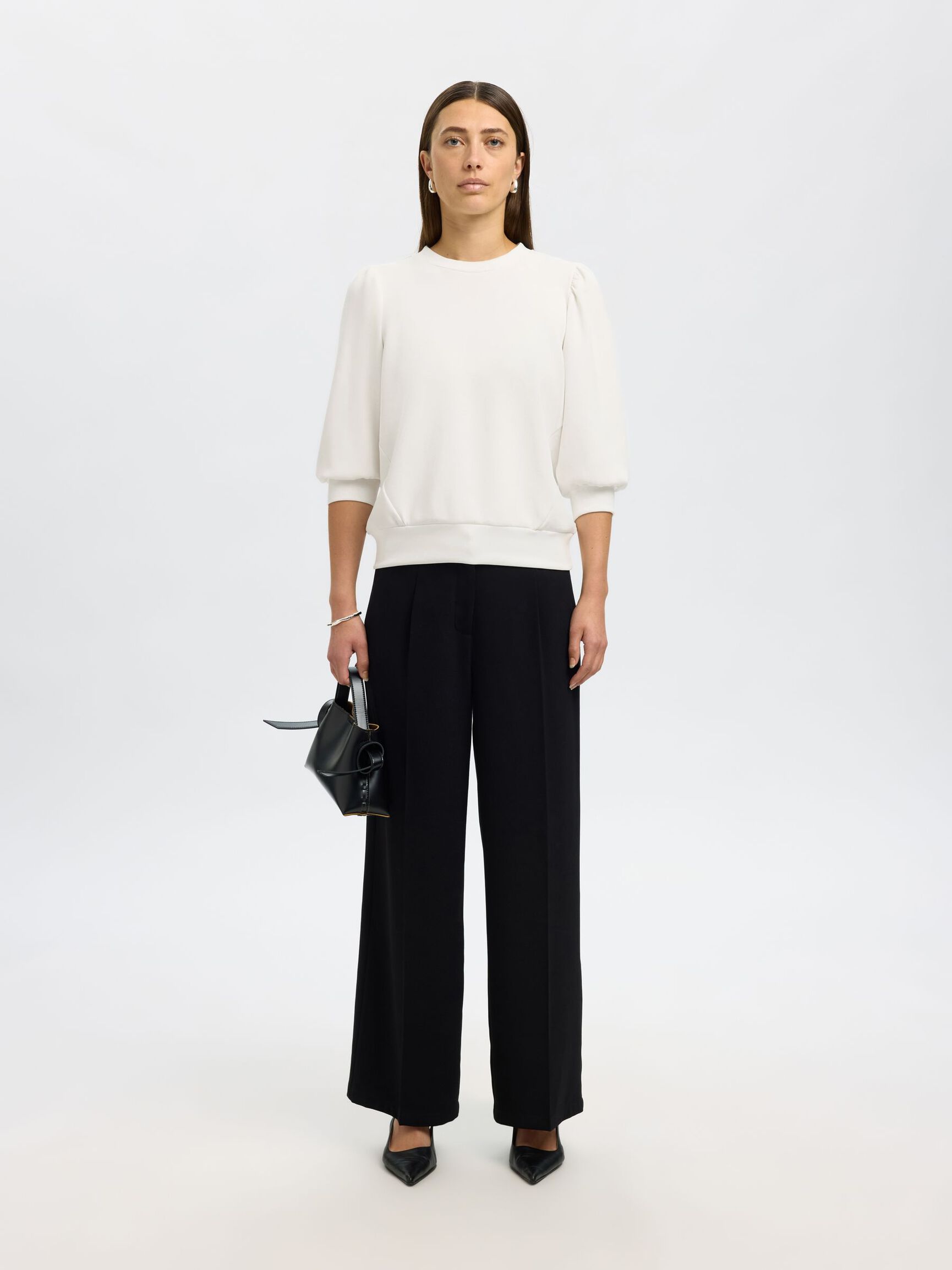 PUFF SLEEVE SWEATSHIRT, Snow White, highres