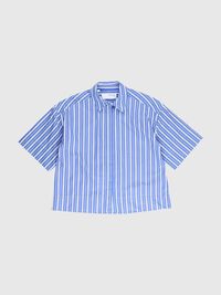 STRIPED SHORT SLEEVED SHIRT, Dazzling Blue, highres