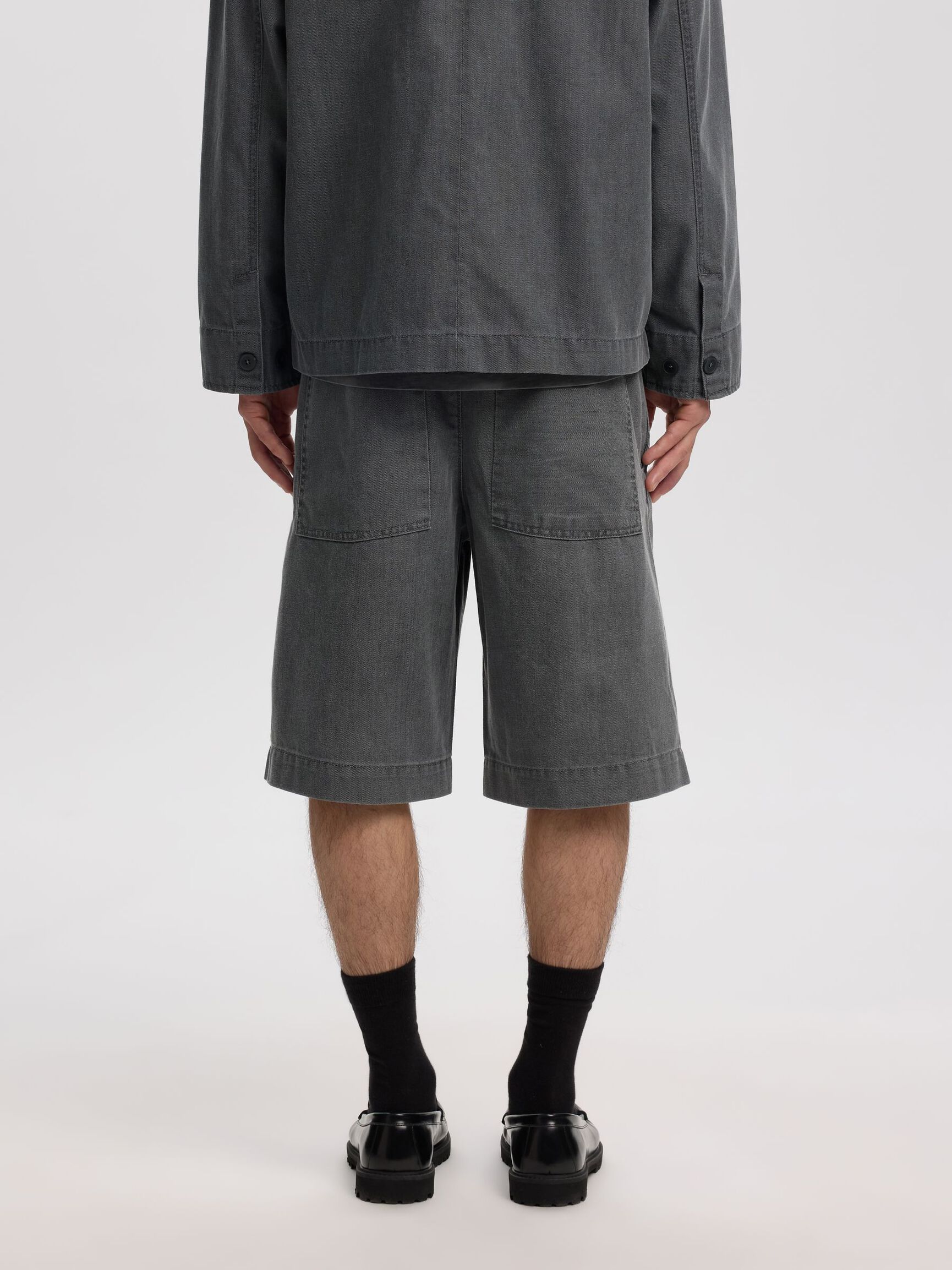 SELVEDGE DENIM SHORTS, Light Grey Denim, highres