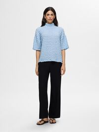 TEXTURED SHORT SLEEVED TOP, Cashmere Blue, highres