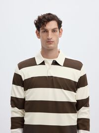 STRIPED COTTON LONG-SLEEVED POLO, Delicioso, highres