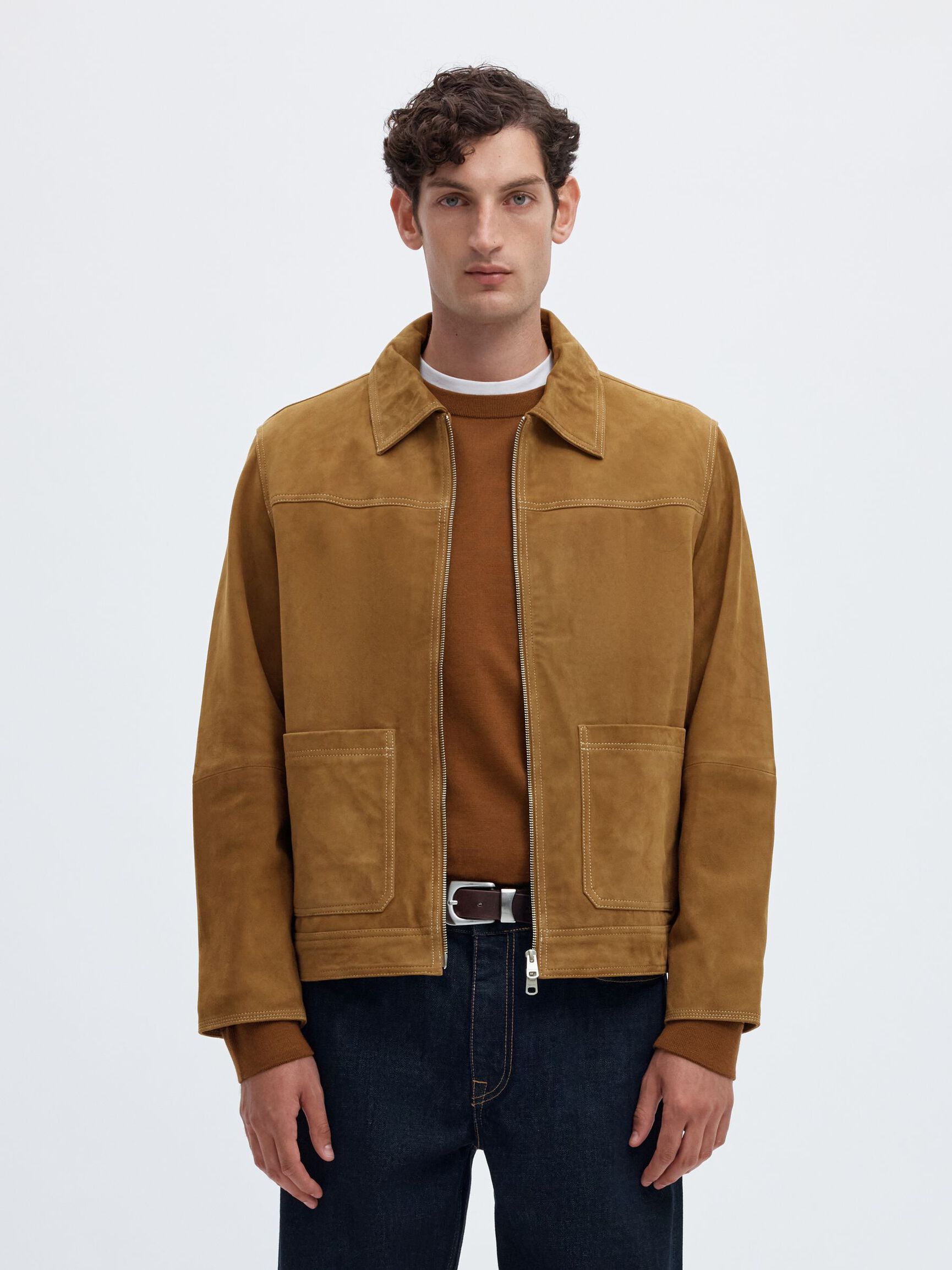 SUEDE JACKET, Monks Robe, highres