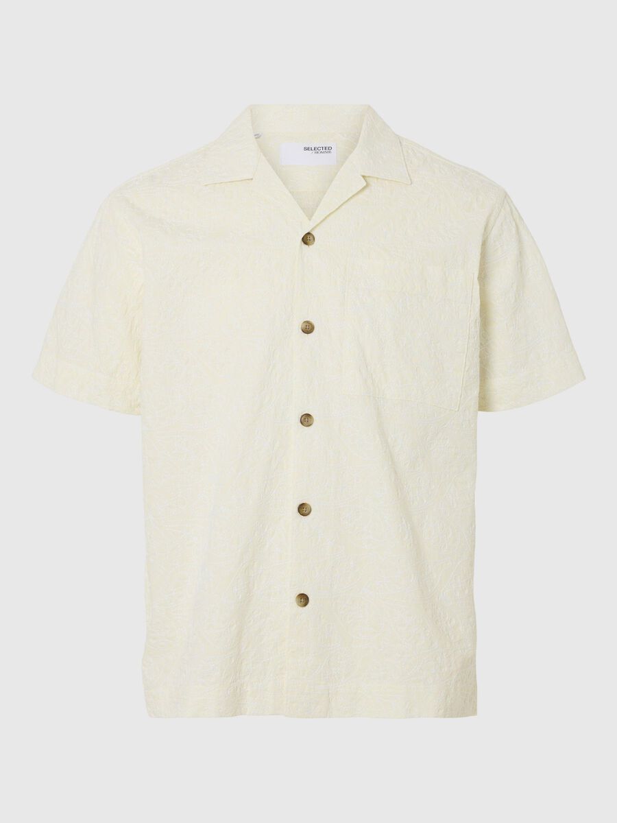 Selected 100% COTTON SHORT SLEEVED SHIRT, Egret, highres - 16096907_Egret_001.jpg