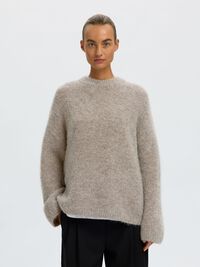 WOOL BLEND  PULLOVER, Steel Gray, highres
