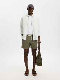 SEERSUCKER SHORT DE BAIN, Deep Lichen Green, highres