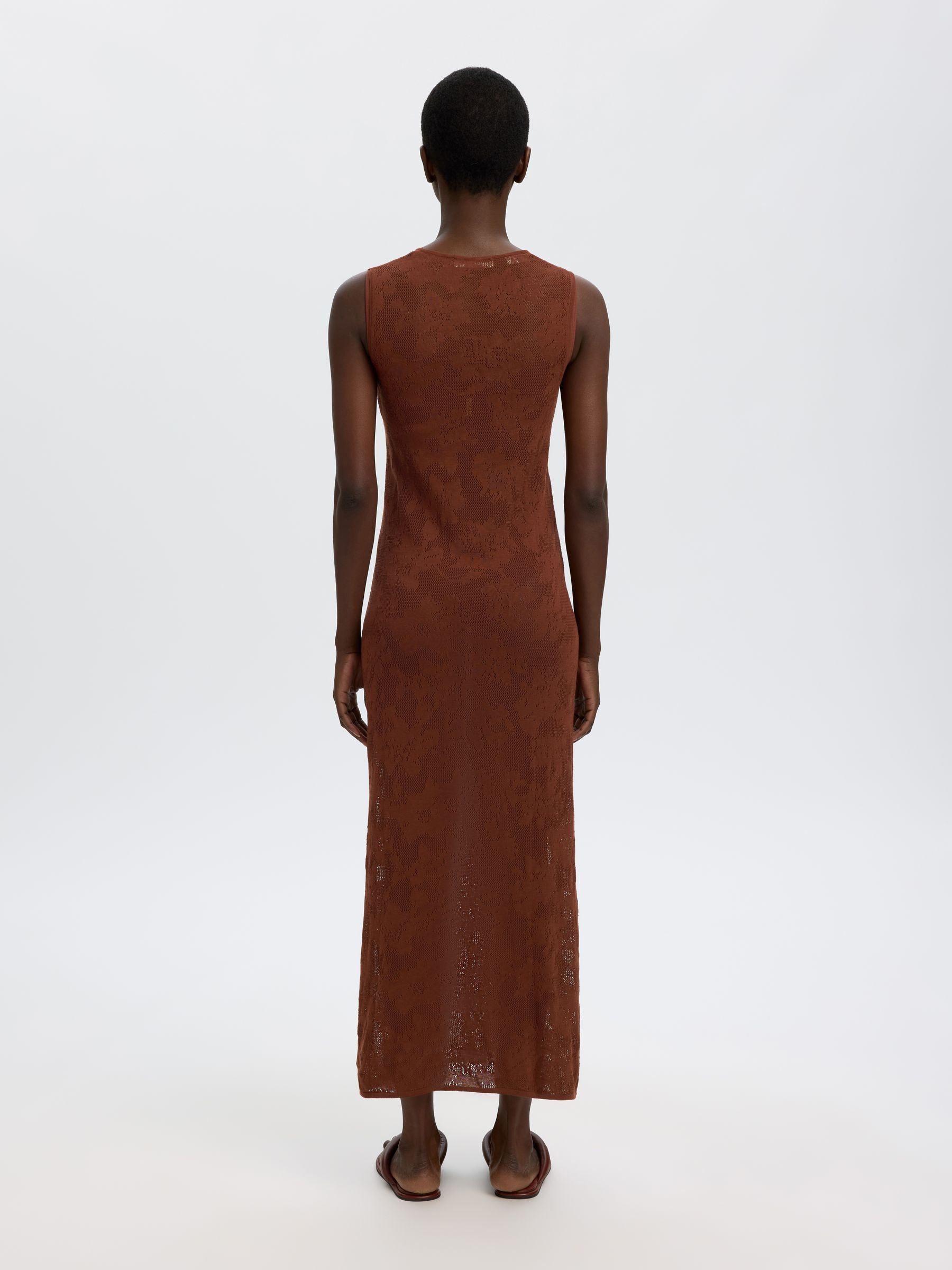 SLEEVELESS COTTON MAXI DRESS, Cherry Mahogany, highres