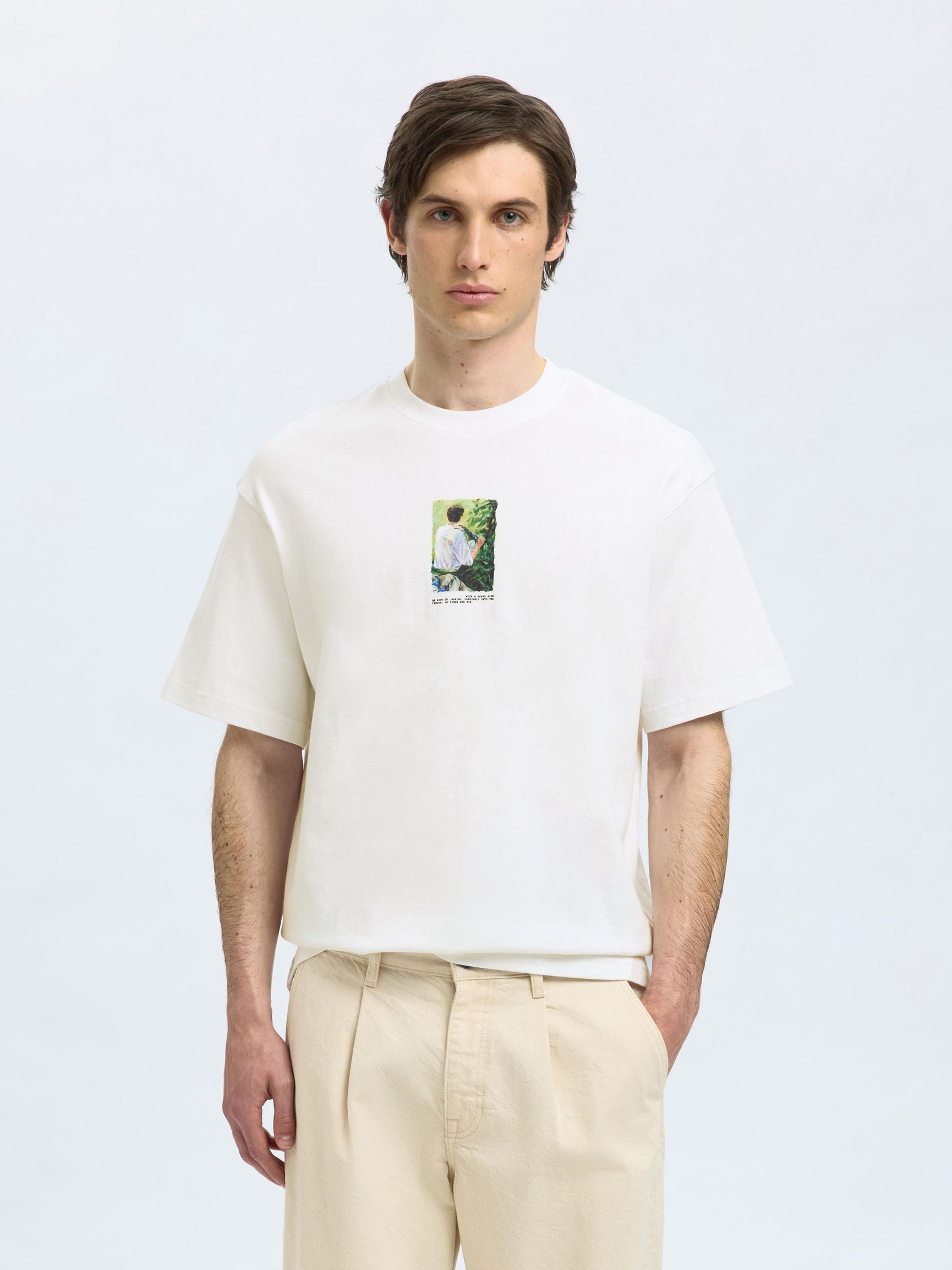 BEDRUKT T-SHIRT MET RONDE HALS, Bright White, highres