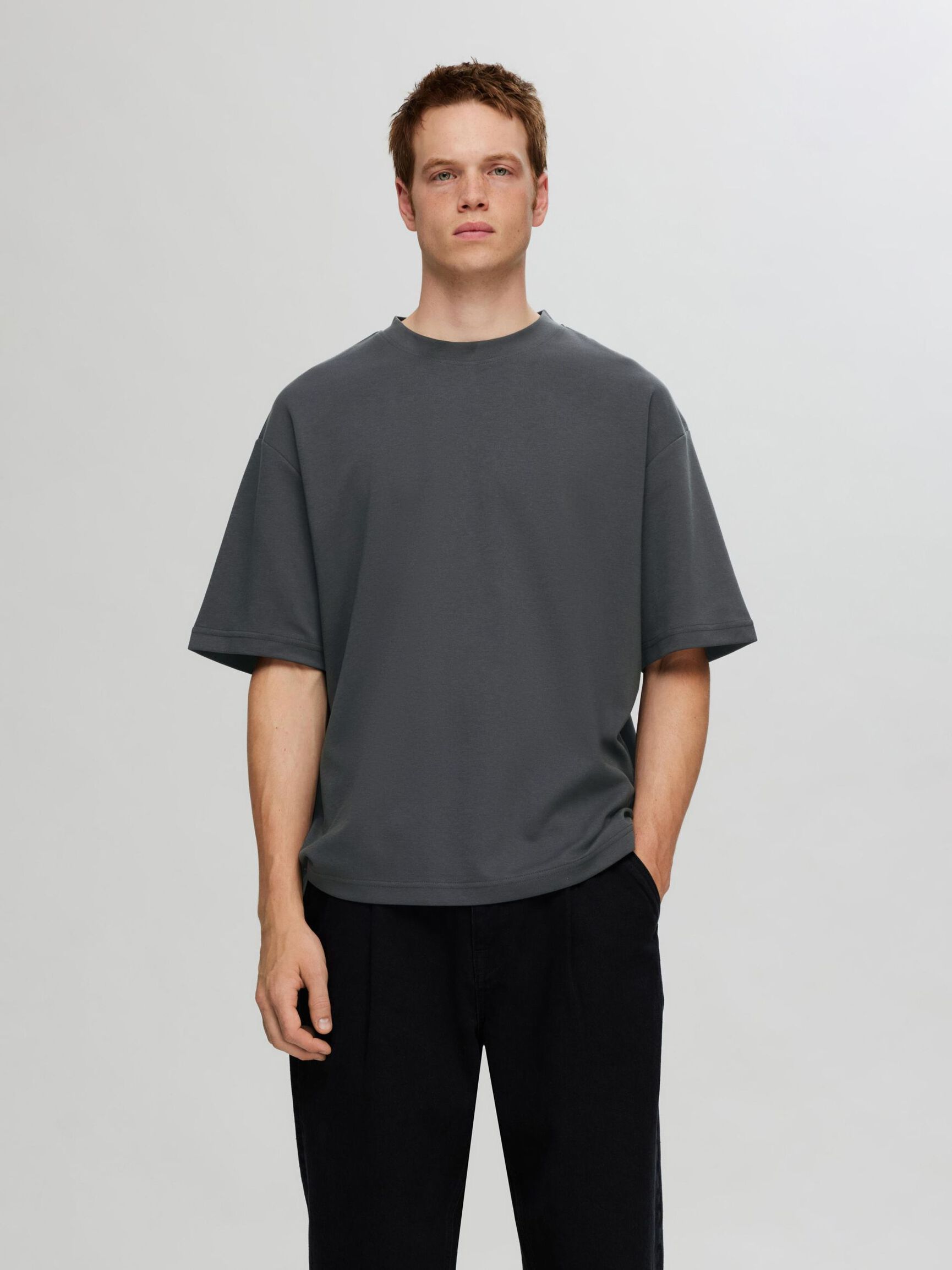LOOSE FIT T-SHIRT, Asphalt, highres