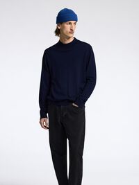100% MERINOULL TRÖJA MED FUSKKRAGE, Navy Blazer, highres