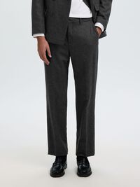 WOOL BLEND SUIT TROUSERS, Dark Grey, highres