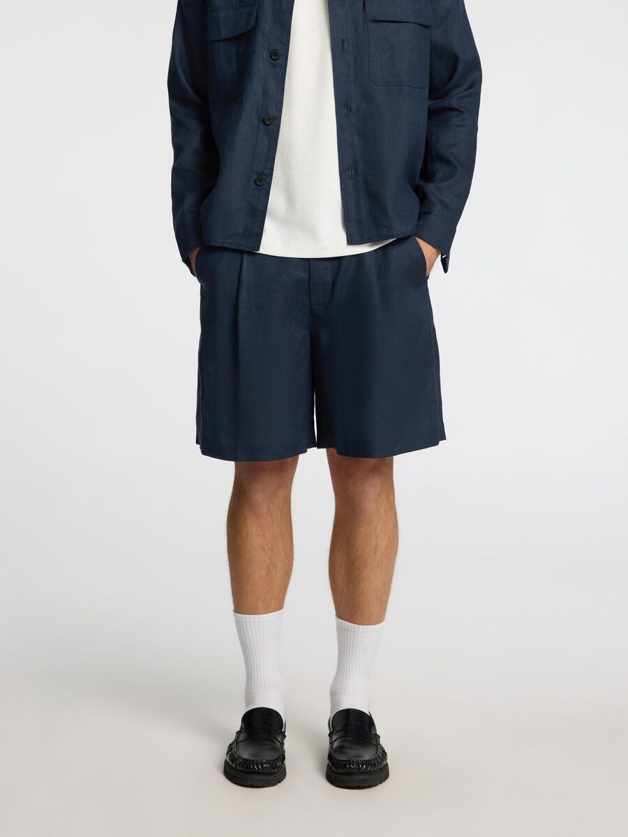 Selected 100% LEINEN BERMUDASHORTS, Outer Space, highres - 16098996_OuterSpace_003.jpg
