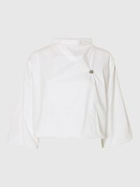 VOLUMINØS BLUSE MED 3/4-ÆRMER, Bright White, highres
