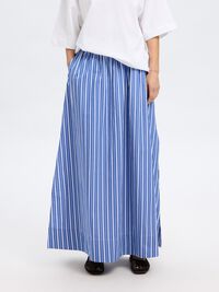 GESTREEPT MAXI ROK, Dazzling Blue, highres