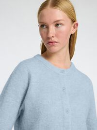 WOLLGEMISCH KURZARM STRICKJACKE, Cashmere Blue, highres