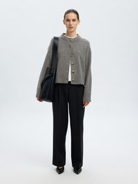 WOLL-KASCHMIR-MIX STRICKJACKE, Medium Grey Melange, highres