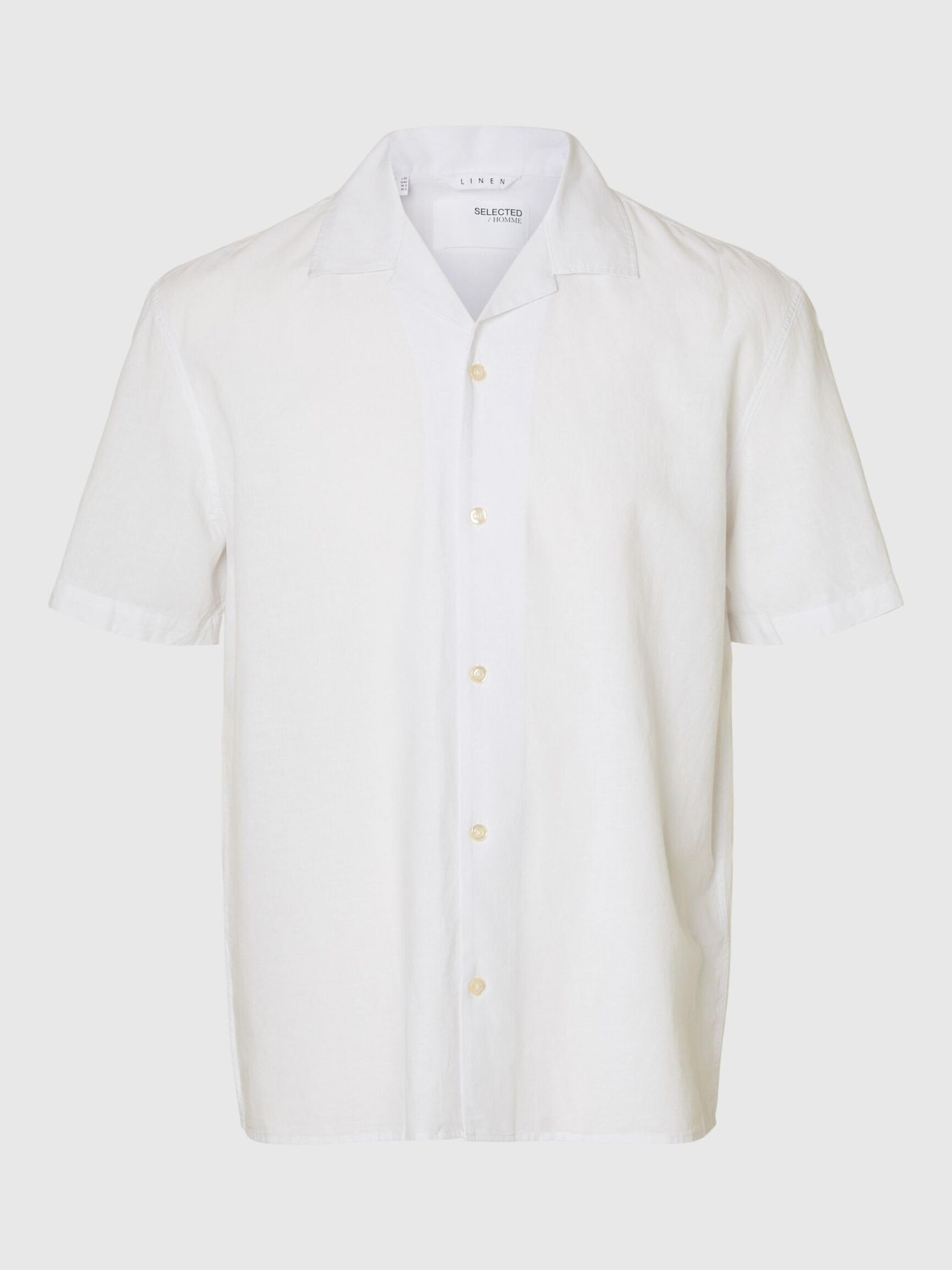 LIN MÉLANGÉ CHEMISE À MANCHES COURTES, White, highres